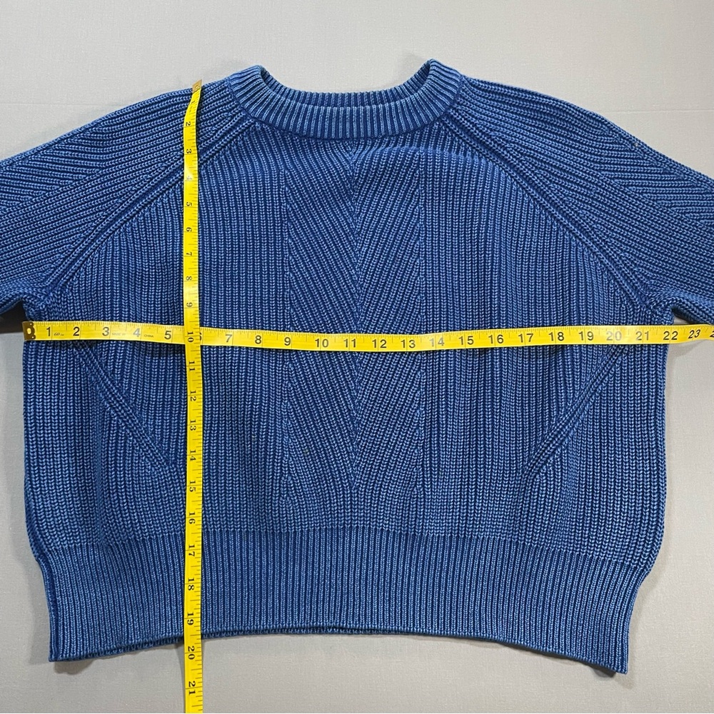 Demylee Chelsea Cotton Crew Sweater in Washed Denim, Herringbone - Womens Medium - Picture 15 of 16